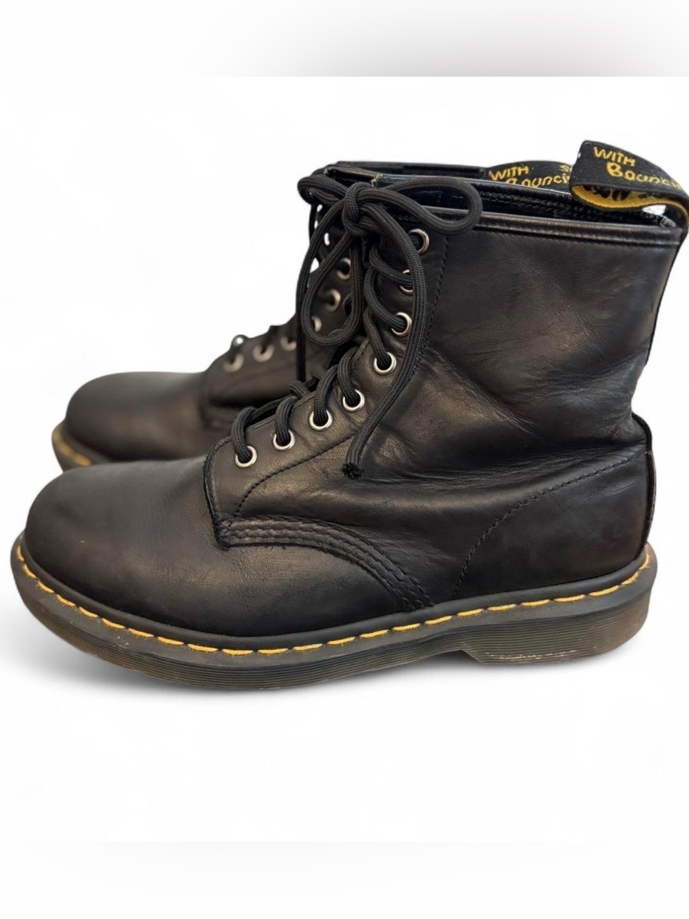 Dr. Martens Combs Black Leather 8-Eye Lace-Up Boots- Unisex